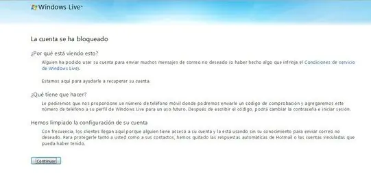 Cuenta Bloqueada de Hotmail - sms Peru