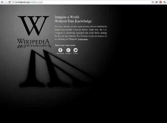 Wikipedia inició un apagón histórico