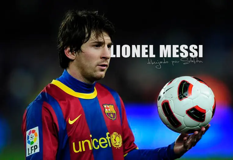 Retrato de Messi con lápices