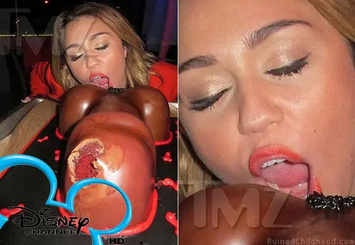 Miley Cyrus causa polémica por foto de pastel forma de pene