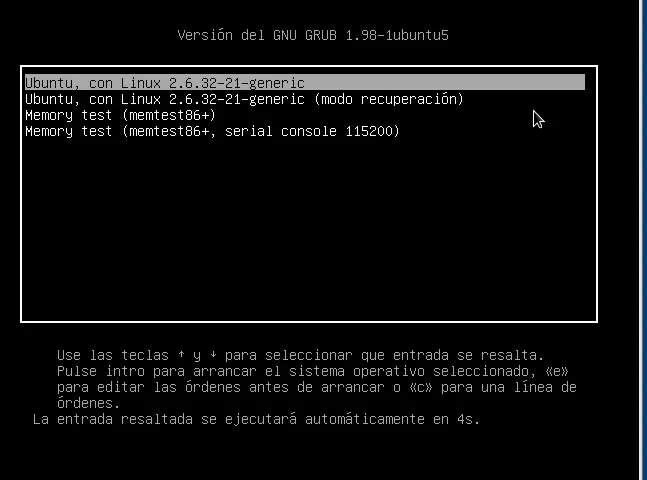 Ver el grub al iniciar el sistema