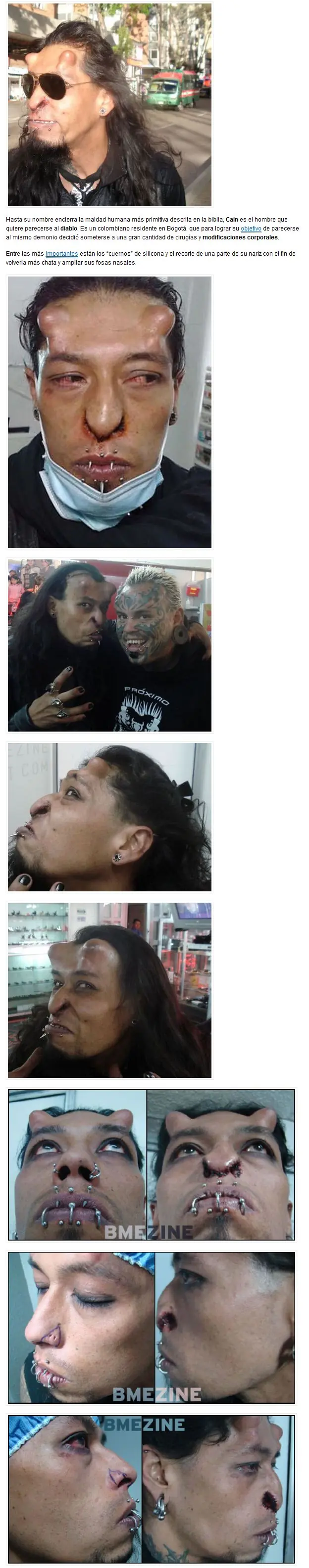 Ser humano que se opera para parecer el diablo impresionante