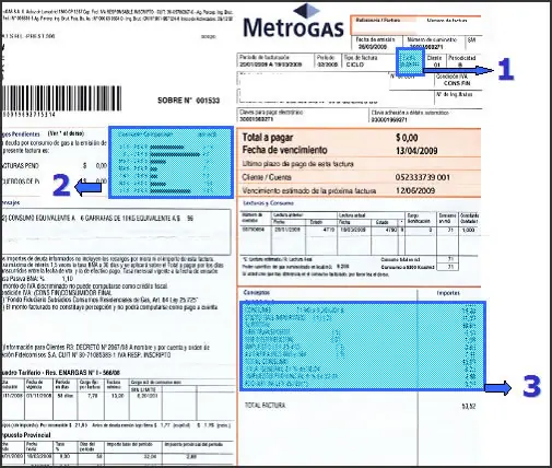Factura de Gas - Ítem "Costo del gas importado"