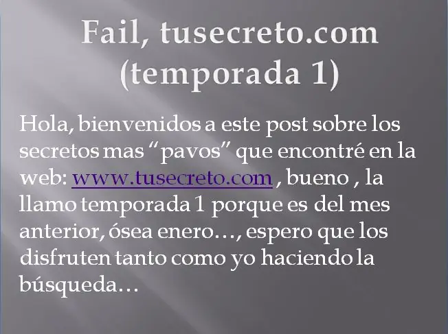 Fail, tusecreto.com (temporada 1)