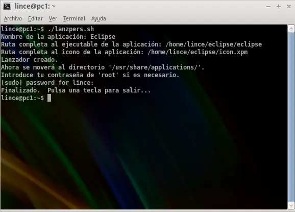 Script para crear lanzadores personalizados