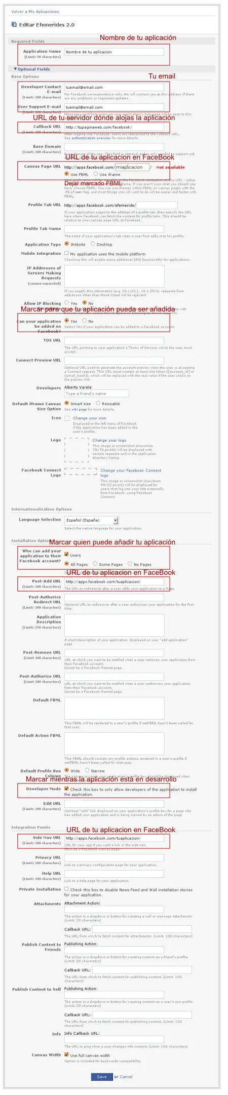Crear una aplicación para Facebook