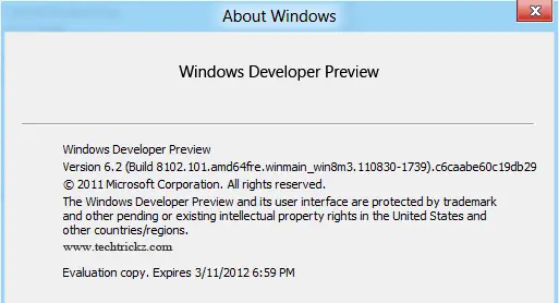 Nueva fecha de expiración de Windows 8 Developer Preview