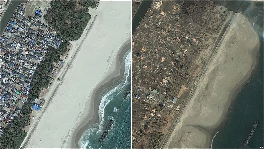El Antes y el despues de la tragedia ocurrida en Japon