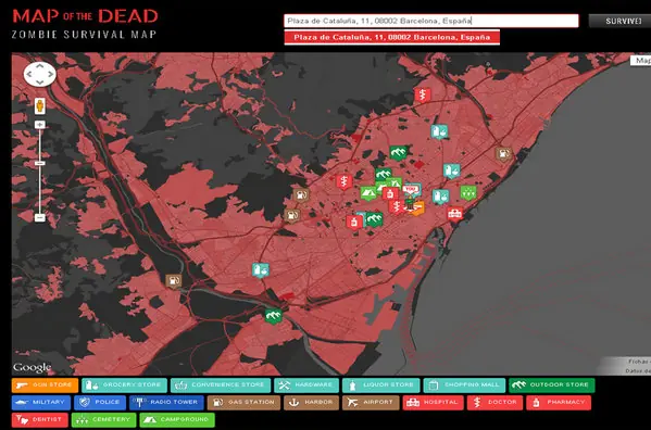 Google presenta mapa para sobrevivir a apocalipsis Zombi