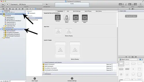 Añadir framework a un proyecto para Iphone con Xcode 4.2 iO