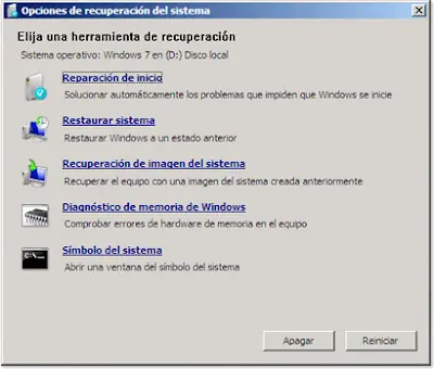 Reparación de Inicio de Windows 7