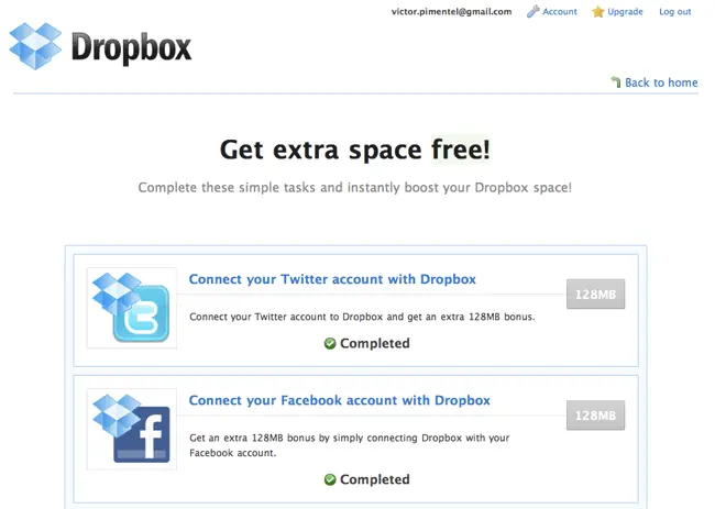 Consigue 768 MB adicionales gratis en Dropbox