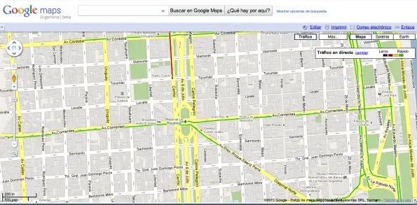 Google Maps permite ver estado de tránsito en Buenos Aires