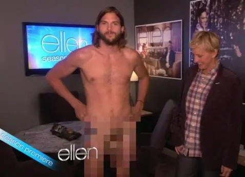 Ashton Kutcher se desnuda en el programa de Ellen