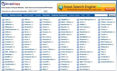 Cientos de scripts y clones en PHP para webmasters