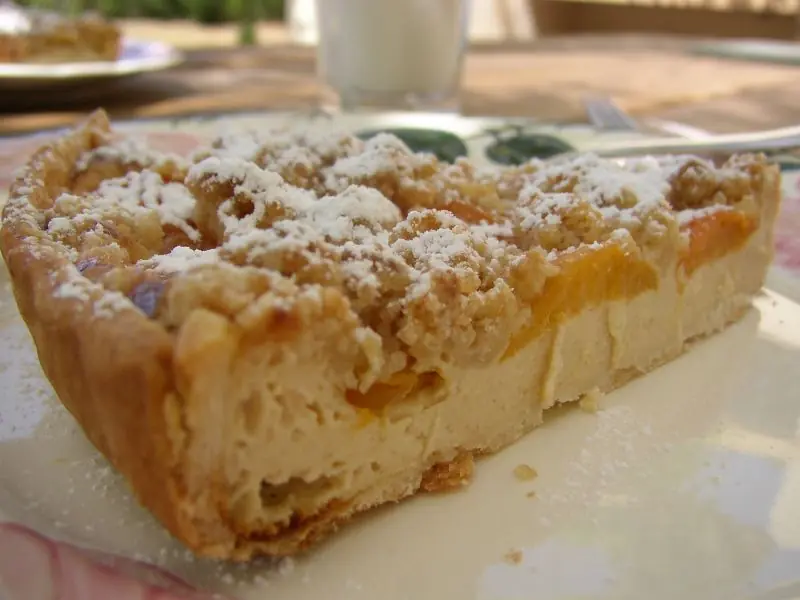 Pastel de melocotón Streusel
