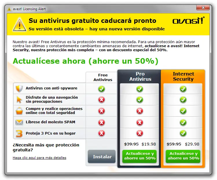 Elimina cartel de caducidad de avast 4