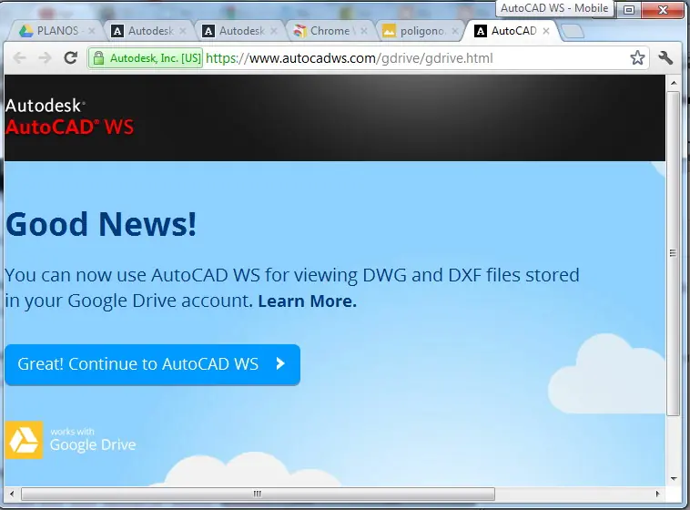 Abrir con Google Drive y AutoCAD WS archivos de AutoCAD