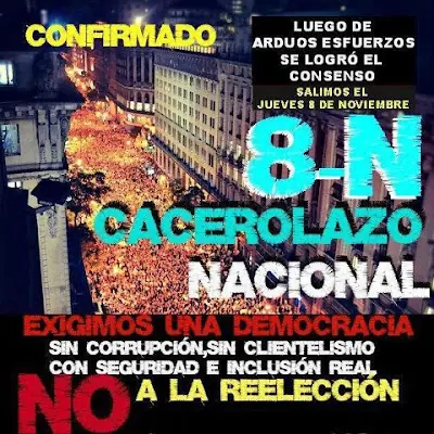 se decidio 8 noviembre el nuevo cacerolazo