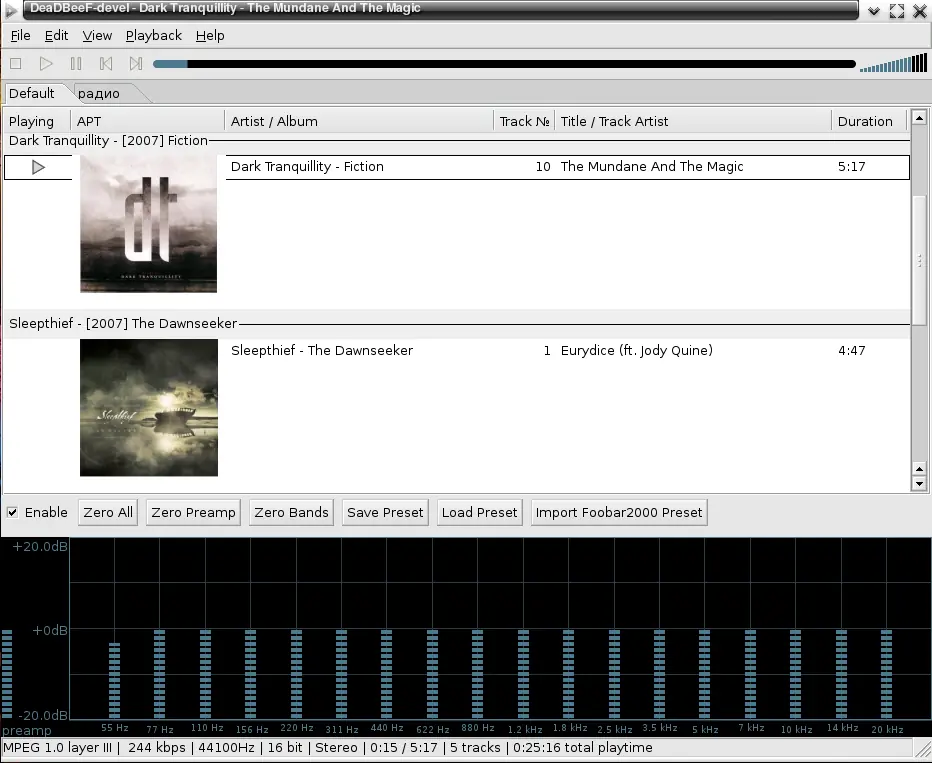 DeaDBeeF, un Ultraliviano Reproductor de Música