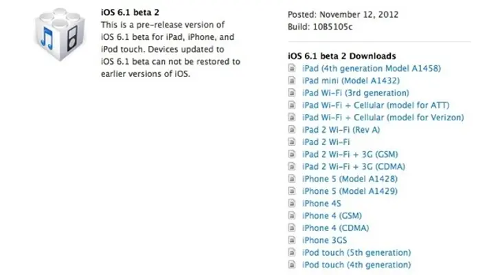 Ya está la segunda beta de iOS 6.1 [build 10B5105c]
