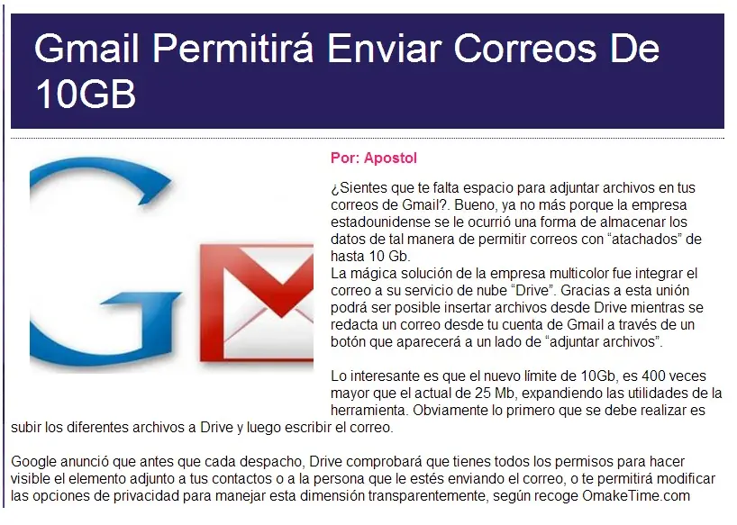 Gmail Permitirá Enviar Correos De 10GB