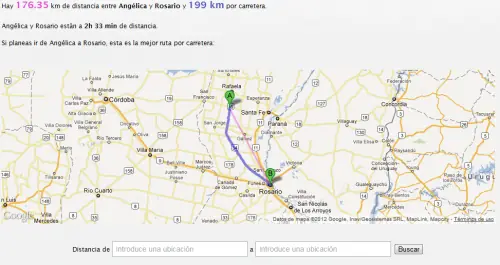 Calcula distancia y tiempo de viaje!