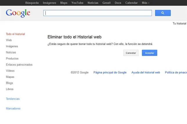 Deshabilitar el historial de búsquedas de Google