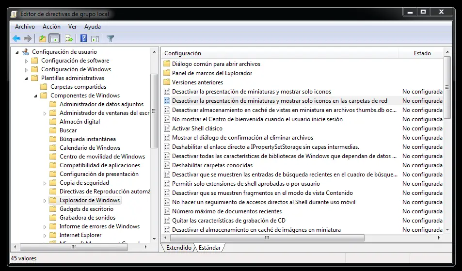 Evitar archivos Thumbs