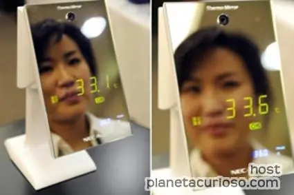 Espejo para detectar la fiebre