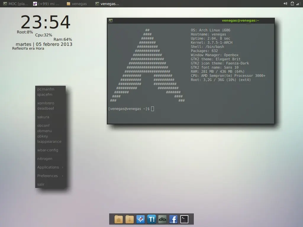 mi ultimo desktop archbang