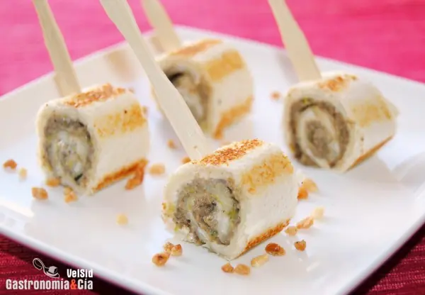 Canapés de queso San Simón y duxelles