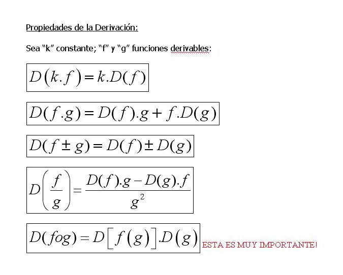 Reglas y Propiedades de Derivacion