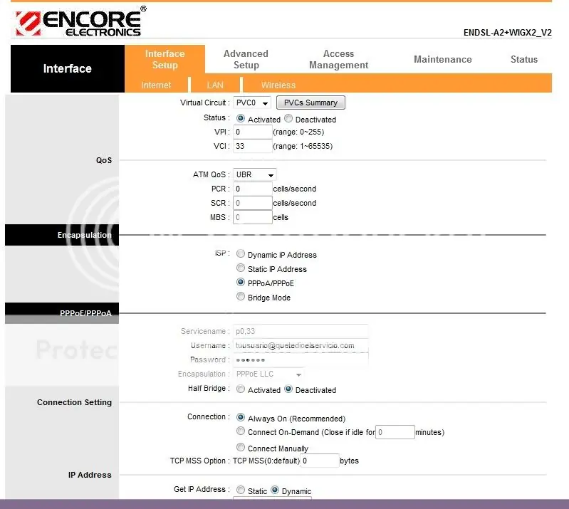 Configuración Módem Encore ENDSL-A2+WIGX2