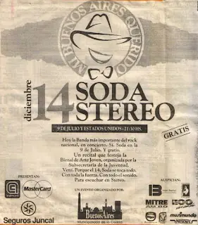 Soda Stereo: A 20 años del concierto en la 9 de Julio