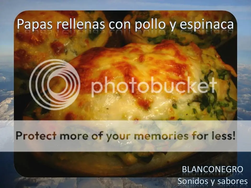 Papas rellenas con pollo y espinaca