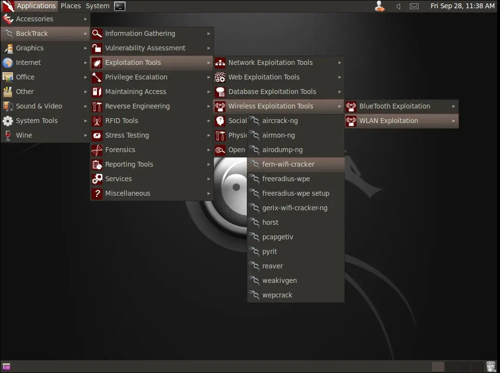 Desencriptar claves wep con backtrack.