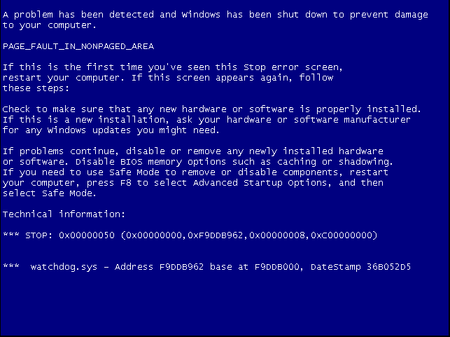 El Problema de "pantalla azul"
