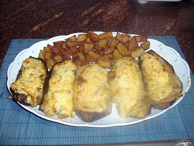 RECETA Berenjenas rellenas de rape y gambas