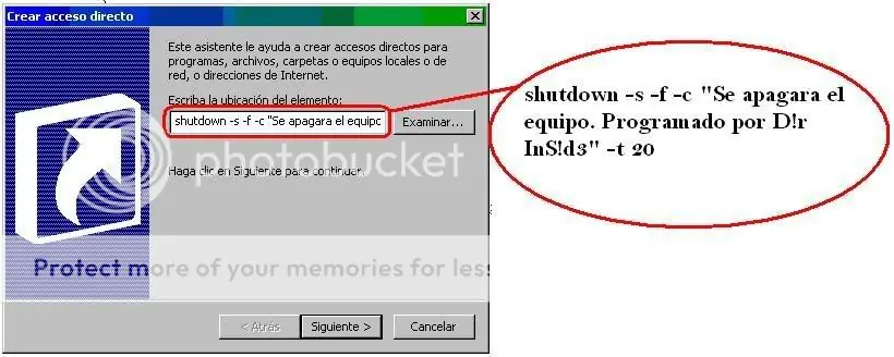Como programar apagado de la PC.