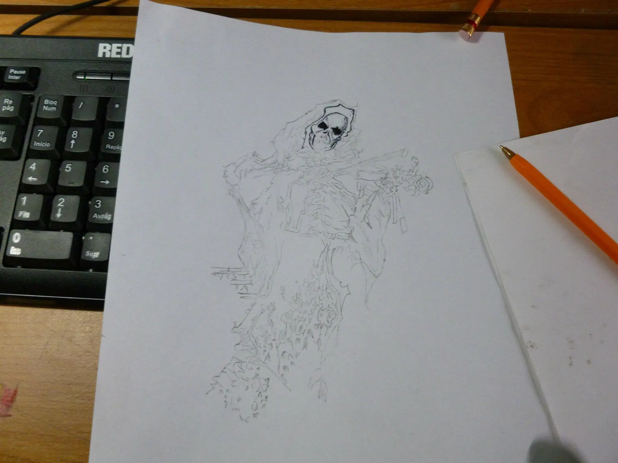 La Muerte Toca el Violín [Dibujo con Bolígrafo]