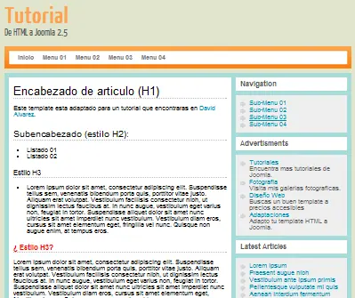 Crear template Joomla 2.5 desde plantilla HTML