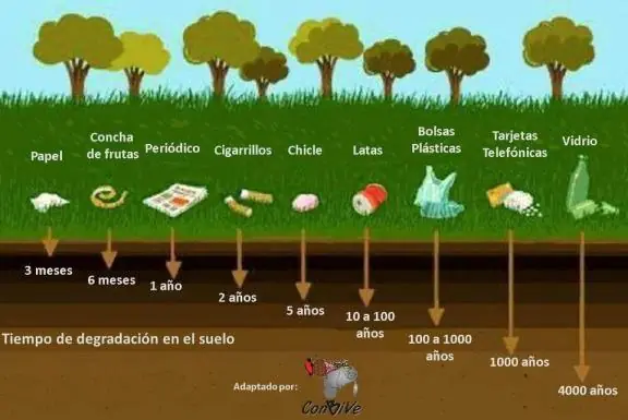 Tiempo de degradación de algunos desechos