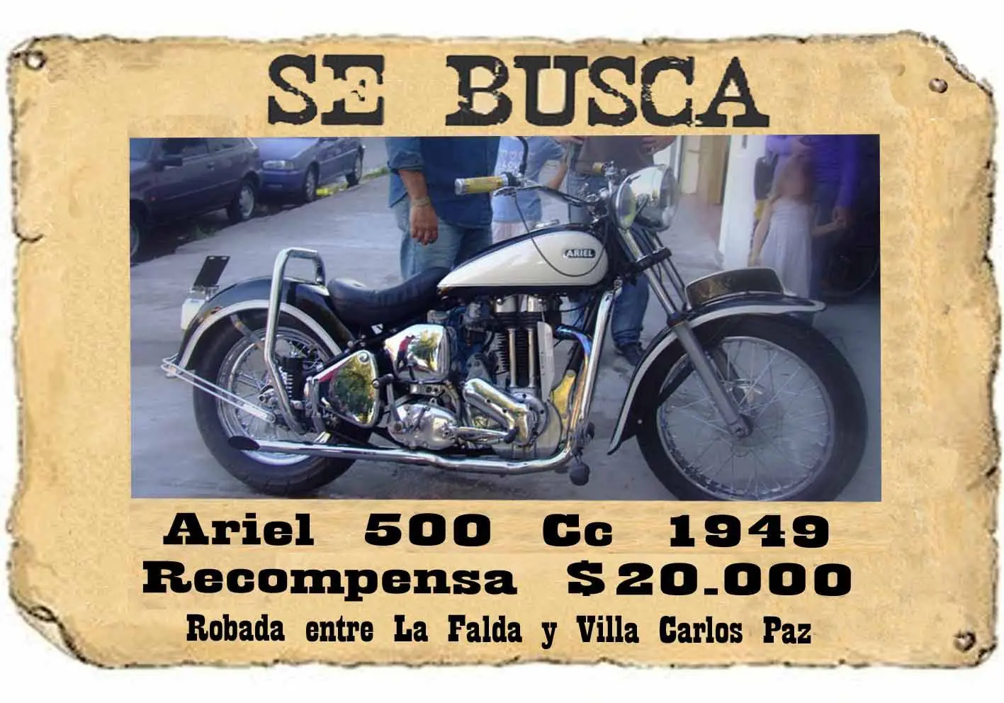 Moto Ariel Robada y Denuncia Penal hecha en Cordoba