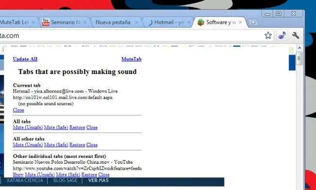 MuteTab,extensión para Chrome para detectar pestaña ruidos
