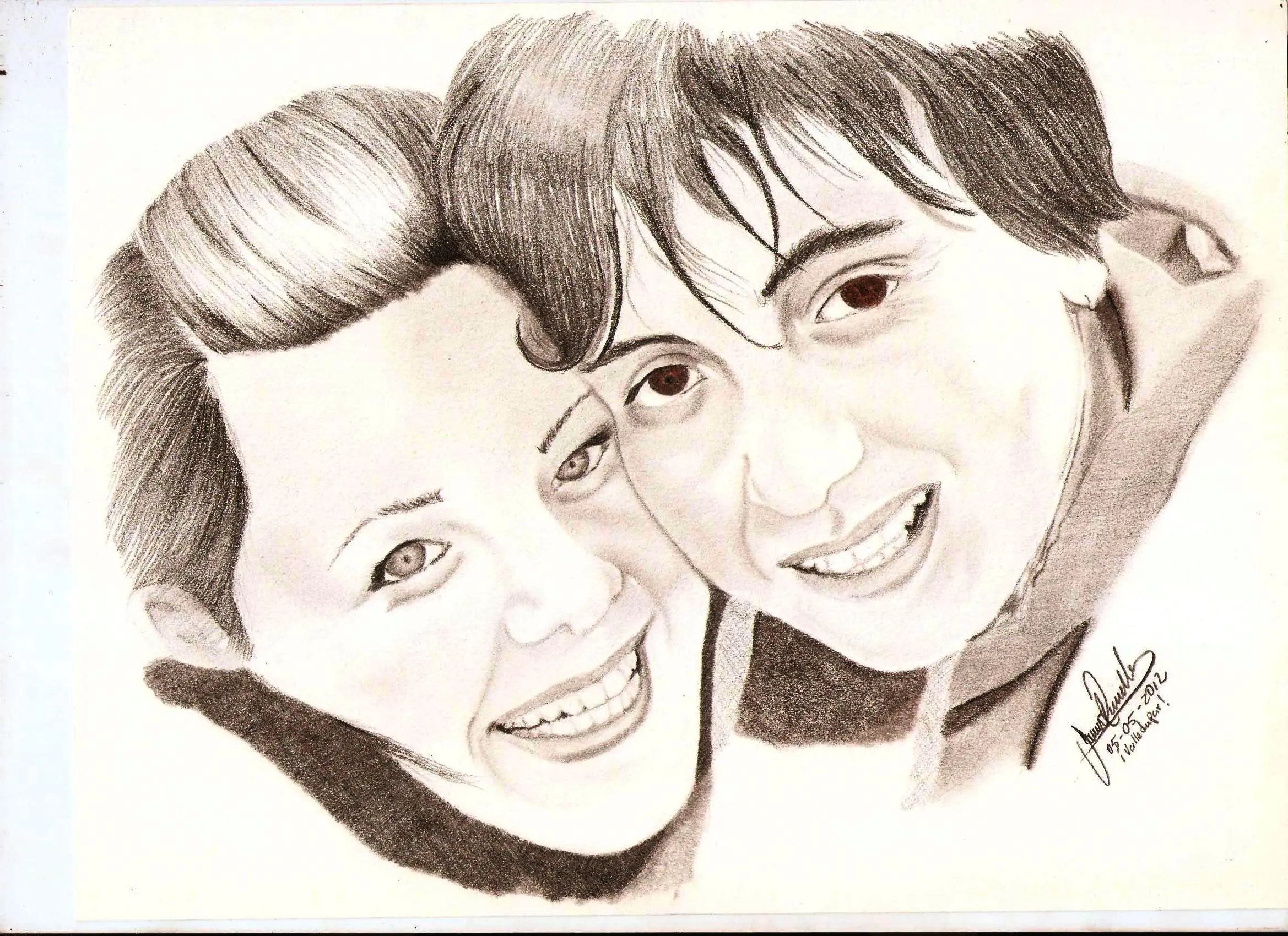 Retrato a lápiz de mi amigo y su esposa