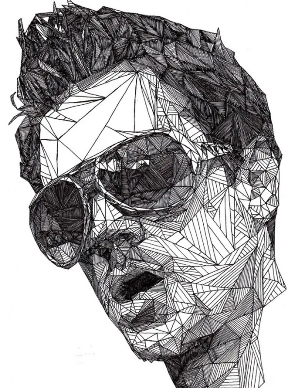 Retratos hechos con triángulos