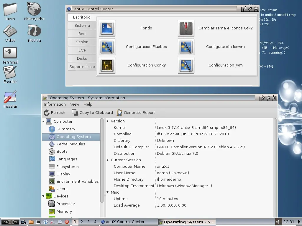 AntiX 13 – Debian para computadora de pocos recursos