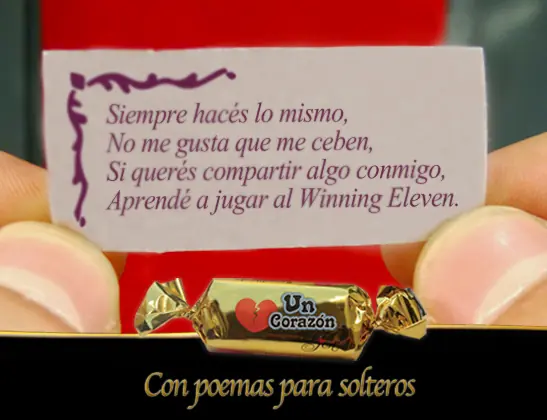 Chocolates Un Corazón, con poemas para solteros