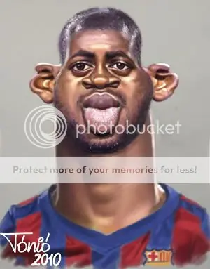 Caricaturas de algunos jugadores del FC Barcelona y R Madrid